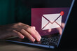 email marketing concept. New email notification on laptop, business email communications and digital marketing.