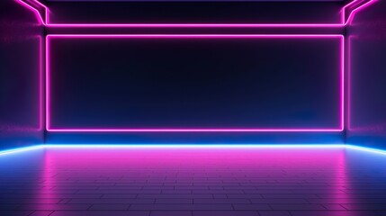 Wall Mural - Abstract Neon Purple and Blue Color Light Beam. Horizontal Line Glowing Background.