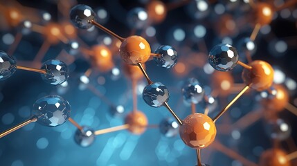 Wall Mural - abstract nano molecular structure. science chemistry atom