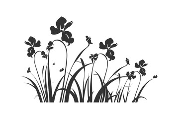 Wall Mural - Black silhouette of orchid flowers. Vector illustration desing.