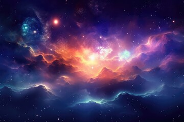 Wall Mural - colorful, stars and space background, universe wallpaper. generative ai.