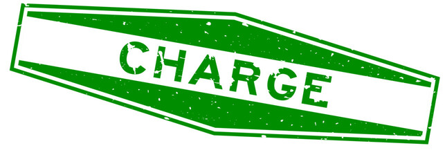 Wall Mural - Grunge green charge word hexagon rubber seal stamp on white background