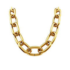 Sticker - 18K gold oval anchor link chain necklace with lobster claw clasp, isolated on transparent. Golden linkedchain design, luxury neck accessories. Precious metal jewelry.