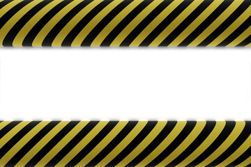 3D rendering of warning hazard pattern in yellow and black color with thin stripes