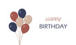 Happy birthday party banner with air balloon on white background.