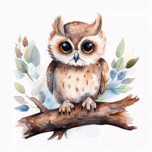 Owl Flowers Watercolor Illustration Free Stock Photo - Public Domain ...