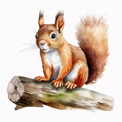 cute baby squirrel in watercolor style