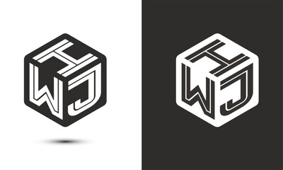 Wall Mural - H W J letter logo design with illustrator cube logo, vector logo modern alphabet font overlap style. Premium Business logo icon. White color on black background