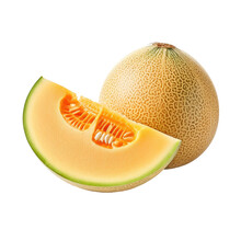 Cantaloupe Melon On Transparent Backround, With Seeds Isolated