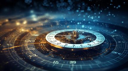 futuristic background with a clock and a blue light ai generated