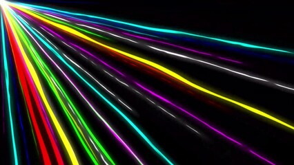 Wall Mural - Colorful light streaks motion graphics with plain black background