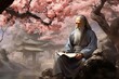 Tranquil Ancient Chinese Garden with Wise Confucius.