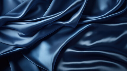 Black blue abstract background. Silk satin. Created with Generative AI technology.