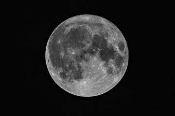 Wall Mural - Full moon with many stars in the dark night.