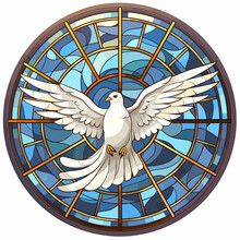 White Dove Stained Glass Window Style