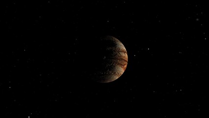 Canvas Print - 3D rendered animation of the planet Jupiter isolated on the empty dark black space background