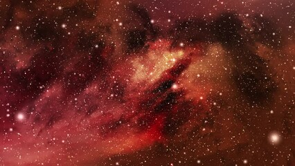 Wall Mural - 3d rendered animation of red starry space with a nebula in the background