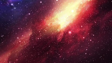 Wall Mural - 3d rendered animation of red starry space with a nebula in the background