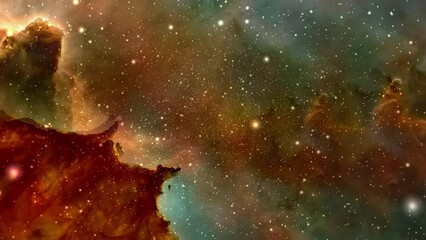 Wall Mural - 3D rendered animation of red starry space and a nebula in the background