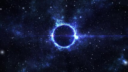 Wall Mural - 3d rendered animation of starry space and a black hole in the background
