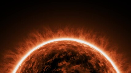 Wall Mural - 3d rendered animation of the hot sun glowing in the dark empty black space