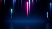 3d Animation, Abstract Neon Background, Pink Blue Ribbons Randomly Appear, Rise Up And Fade Away. Digital Ultraviolet Background