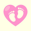 © Olena - Favorite baby boy and girl feet with pink heart. The concept of love, care and motherhood.