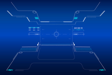 Leinwandbilder - HUD aerial view screen monitoring. Science fiction landscape flying with UI scanning interface military weapon concept vector.