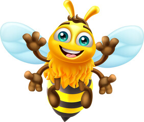 Wall Mural - Honey Bumble Bee Cartoon Bumblebee Cute Mascot