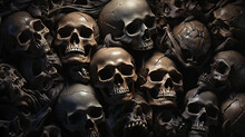 Background Of Skulls. Halloween Concept. Generative AI