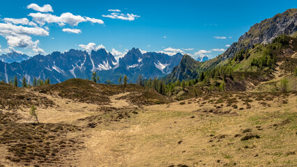 Wall Mural - Exploration spring day in the beautiful Carnic Alps, Friuli-Venezia Giulia, Italy