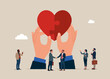 © Vadym - Business team connects the heart puzzle. Cooperation. Flat vector illustration