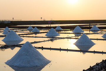 Wall Mural - Salt in sea salt farm in the evening