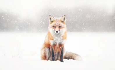 Wall Mural - Close-up of a Red fox in winter