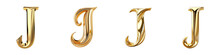 Golden Alphabet, Logotype, Letter J Isolated On A Transparent Background