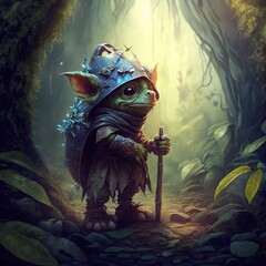 Wall Mural - Goblin in the forest, close-up, illustration, fantasy,
goblin face, goblin, magic, creepy, character, fantasy, 