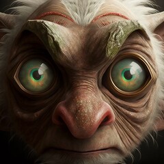 Wall Mural - Goblin in the forest, close-up, illustration, fantasy, goblin face,  