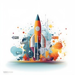 abstract graphic with rocket start