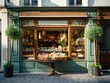 Retro charming storefront with wood carpentry and an elegant vintage feel, generative AI
