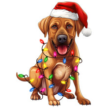Labrador Dog With Christmas Hat Water Color, Clipart, Art, Clip Art