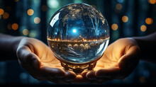 Crystal Ball Of Predictions In The Hands Of A Fortune Teller