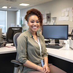 black happy medical billing coding specialist at office