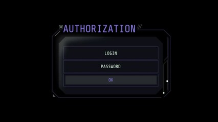 Canvas Print - hud element password entry - animation of authorization window.