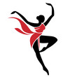Ballet dancer ballerina logo template simple style vector , Female Dancer , dancing academy logo , symbol , clip art , dancer in red dancing stock vector