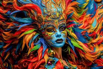 colorful background of a festival mask for mardi gras