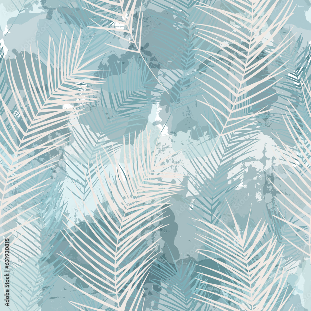 Tropical pattern, palm leaves seamless vector background. Watercolor ...