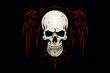 Human skull and wings. Colourful vector illustration on black background.