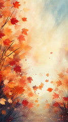 Wall Mural - autumn leaves on a blurry background vertical for instagram story with space for copy