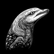 dolphin is a mammal Fish whale Shark Sturgeon Carp Koi Sturgeon China Japan Decorative tattoo print stamp Exlibris flock pink salmon