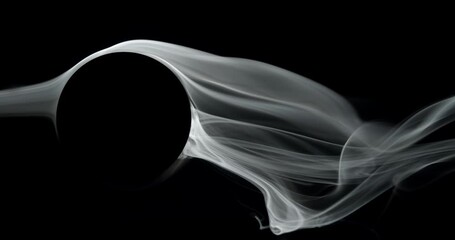 Wall Mural - horizontal smoke swirling and flowing in soft ethereal waves around a blank space. real smoke on bla
